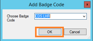 Image showing closed up control after the badge code has been selected