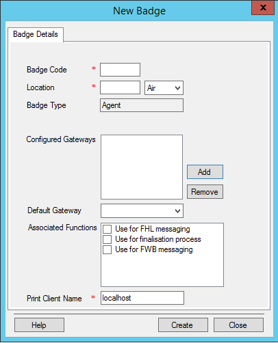 Image showing the badge configuration dialog