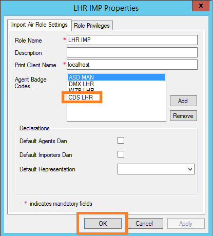 Image showing security role properties dialog with the CDS Direct badge assigned